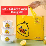 Bộ 3 bát sứ vịt vàng (Kiện 24 bộ) (Hàng nguyên kiện)