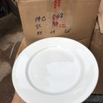 Đĩa 8 inch cạn MC trắng gốm sứ an toàn Tmark (Kiện 30 cái)