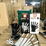 Set dao kéo 9 CT vân đá kèm đế (kiện 12 bộ)