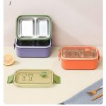 Hộp cơm inox 2 ngăn in nổi họa tiết thìa dĩa (kiện 48 cái)