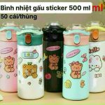Bình giữ nhiệt gấu sticker dán (kiện 50 cái)