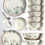 Set bàn ăn 17 món sứ hoa trắng (kiện 8 bộ)(Hàng nguyên kiện)