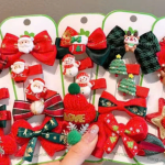 set 5 kẹp noel phối nơ gấu ông già noel ( kiện 300 set)