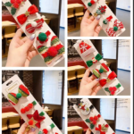 Set 5 kẹp tóc xanh đỏ Giáng Sinh dễ thương (kiện 300 set)