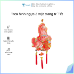 Treo hình ngựa 2 mặt trang trí tết Bính Ngọ 2026 ( kiện 100c)