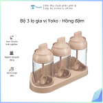 Bộ 3 lọ gia vị Yoko - Hồng đậm (Song ngữ)
