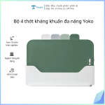 Bộ 4 thớt kháng khuẩn đa năng Yoko (kèm hộp) - Xanh lục, Xanh trà, Ghi sữa, Trắng ngọc