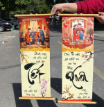 Set 2 câu đối chúc tết đón xuân chữ thư pháp ( kiện 50 set ) - Ảnh 2