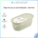 Hộp trữ rau củ oval Hokkaido - Xanh bơ (Song ngữ)