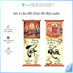Set 2 câu đối chúc tết đón xuân chữ thư pháp ( kiện 50 set )