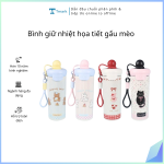 Bình giữ nhiệt họa tiết gấu mèo (Kiện 50 cái)