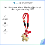 Set 18 cái móc khóa, dây đeo điện thoại năm ngựa mạ vàng 2026 ( kiện 5 set)