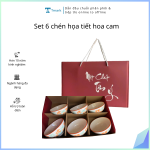 Set 6 chén họa tiết hoa cam (Kiện 14x3 bộ)(Hàng nguyên kiện)