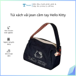 Túi xách vải jean cầm tay Hello kitty (Kiện 120 cái)