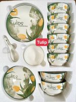 Set bàn ăn 17 món sứ hoa Tulip (kiện 8 bộ)(Hàng nguyên kiện) - Ảnh 2