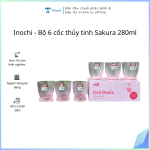 Inochi - Bộ 6 cốc thủy tinh Sakura 280ml (Kiện 8 bộ)