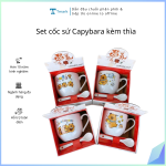 Set cốc sứ Capybara kèm thìa (Kiện 100 set)