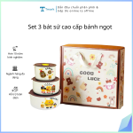 Set 3 bát sứ cao cấp bánh ngọt (Kiện 20 bộ)