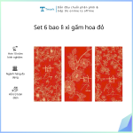 Set 6 bao lì xì gấm hoa đỏ (Kiện 300 set)