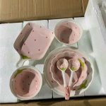Bộ chén bát dâu hồng (kiện 10 bộ(