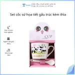 Set cốc sứ họa tiết gấu trúc kèm thìa (Kiện 100 cái)