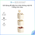 Giỏ đựng đồ bếp hút chân không mặt hề 3 tầng mix màu (Kiện 105 cái)