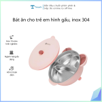 Bát ăn cho trẻ em hình gấu, inox 304 Elmich Babycare EL-0008GAU (Kiện 100c)