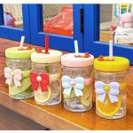 Cốc thủy tinh thắt nơ kèm ống hút (Kiện 68 cái) - Ảnh 2