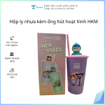 Hộp ly nhựa kèm ống hút hoạt hình HKM ( Kiện 72 hộp)
