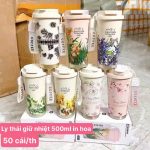 Ly thái giữ nhiệt 500ml in hoa (Kiện 60 cái) - Ảnh 2