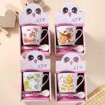 Set cốc sứ thú bánh ngọt kèm thìa (Kiện 100 cái)