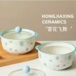 Thố sứ họa tiết hình nơ có nắp (Kiện 40 cái)